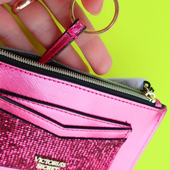 Victoria's Secret Pink Bling Card Case Key Chain Small Wallet - Picture 3 of 6